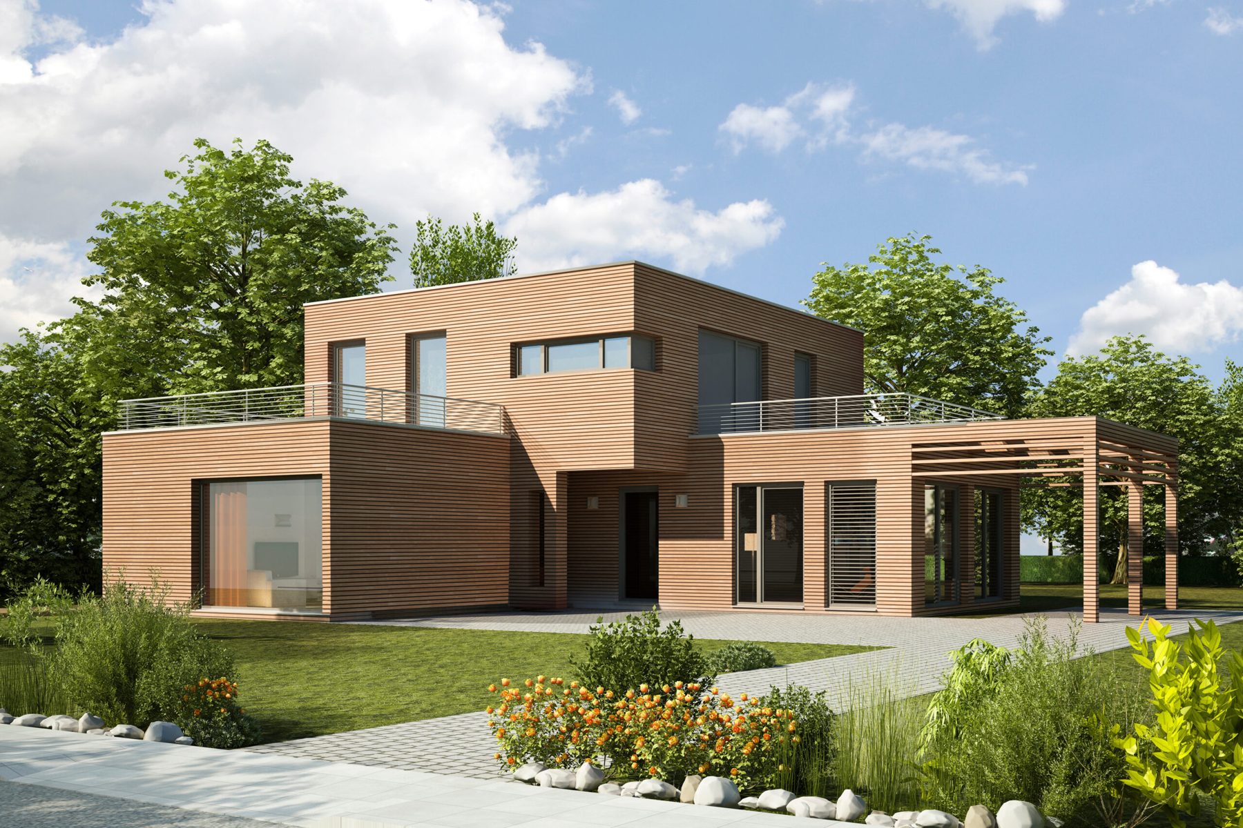 Modernes Haus mit Holzfassade