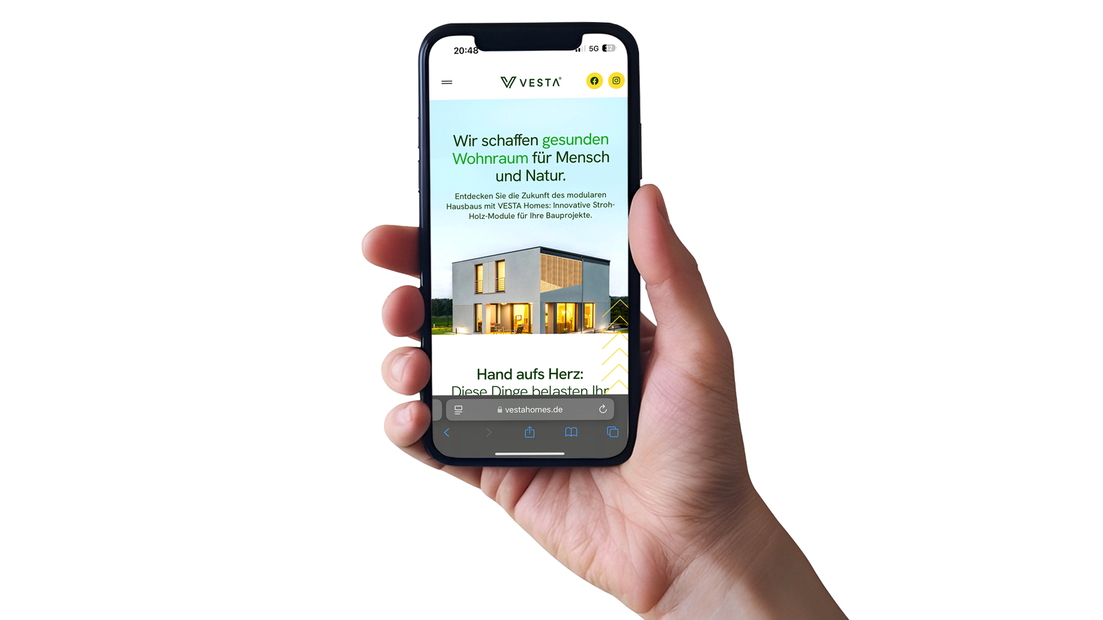 Die Website auf dem Smartphone