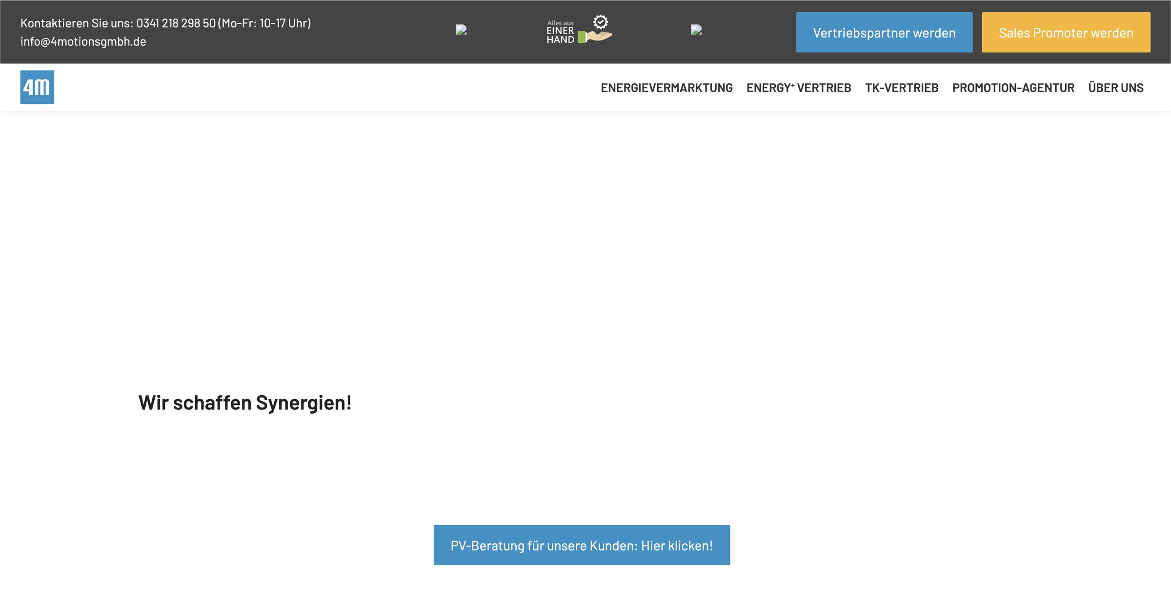 Alte Website von 4Motions vor dem Relaunch
